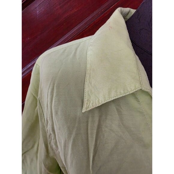 Coldwater Creek M Lime Green Buttoned Long Sleeve Tie-Front Blouse - Picture 7 of 9